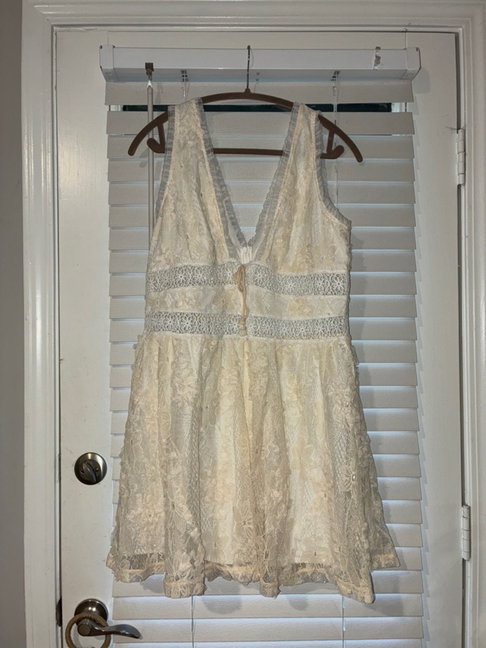 SHEIN Cream Lace Mini Dress